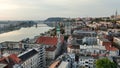 Aerial view of Budapest city skyline, Saint Anne Parish of Upper Watertown