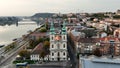 Aerial view of Budapest city skyline, Saint Anne Parish of Upper Watertown