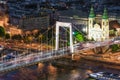 Aerial view Budapest with Elizabeth Bridge over Danube