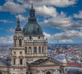 Aerial view of Budapest, Hungary, with St. Stephen Basilica in the foreground Royalty Free Stock Photo