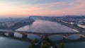 Aerial view of Budapest Margaret Bridge or Margit hid over River Danube