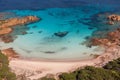 Aerial view of Budelli famous Pink Beach in Arcipelago La Maddalena, Sardinia Royalty Free Stock Photo