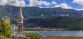 Budva Old Town from the Citadel with the Holy Trinity church and Adriatic Sea in the background in Montenegro, Balkans Royalty Free Stock Photo