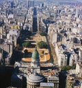 Aerial view of Buenos Aires and Plaza y Congreso de la Nacion with old domes in Buenos Aires, Argentina panoramic viux Royalty Free Stock Photo