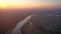 Aerial view of Bug river in Mazowsze region of Poland