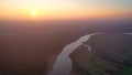 Aerial view of Bug river in Mazowsze region of Poland