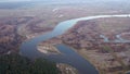 Aerial view of Bug river in Mazowsze region of Poland