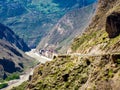 Aerial view of building at the mountain along the river in Danba Province