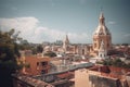 Aerial view of buildings in cartagena city.Cartagena de indias.colombia.Generated IA