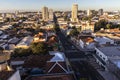 Aerial view of buildings, houses and commercial establishments