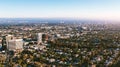 Aerial view of buildings on near Wilshire Blvd in Westwood, LA