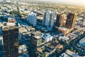 Aerial view of buildings on near Wilshire Blvd in Westwood, LA