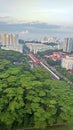Aerial view Bukit Gombak MRT trains