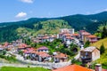 aerial view of bulgarian city chepelare which is famous ski resort and place of traditional rozhen folklore dances