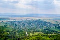 aerial view of bulgarian city madara situated on the shumen plateau and famous for its carving of konnik....IMAGE