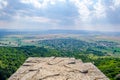 aerial view of bulgarian city madara situated on the shumen plateau and famous for its carving of konnik....IMAGE