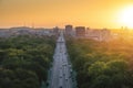 Aerial view of Bundesstrasse 2 highway and Tiergarten Park at sunset - Berlin, Germany Royalty Free Stock Photo