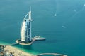 Aerial view of Burj AL Arab hotel in Dubai United Arab Emirates