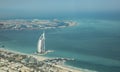 Aerial view of Burj al Arab Hotel in Dubai Royalty Free Stock Photo