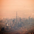 Aerial view of the Burj Khalifa in the center of Dubai, United Arab Emirates or UAE. Financial district and business Royalty Free Stock Photo