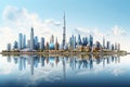 Aerial view of Burj Khalifa in Dubai Downtown skyline city building and fountain, United Arab Emirates or UAE Royalty Free Stock Photo