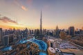 Aerial view of Burj Khalifa in Dubai Downtown skyline and fountain, United Arab Emirates or UAE. Financial district and business Royalty Free Stock Photo