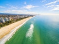 An aerial view of Burleigh Beach on a clear day with blue water Royalty Free Stock Photo