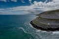Aerial view of the Burren Coast in County Clare with the Black Head Lighthouse on the rocky point