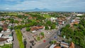 Aerial view of Bus Sukoharjo Terminal, place for people waiting to travel from the source to go with the capability to concentrate Royalty Free Stock Photo