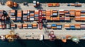 Aerial view business commercial trading logistic import and export freight transportation. By generate Ai