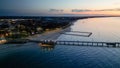 Aerial view of Busselton Jetty at sunset, Western Australia Royalty Free Stock Photo