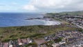 Aerial view of the bustling coastal city of Ardrossan, Scotland.