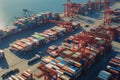 Aerial view of bustling container terminal, a logistics marvel