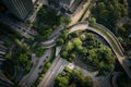 Aerial View of Busy City Intersection