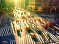 Aerial view of busy city street