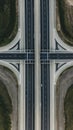 aerial view of a busy metropolitan highway intersection showing a complex network of roads lanes and ramps