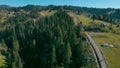 Aerial view on byroad mountain village