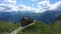 Aerial view of the Cabane du Mont-Fort in the Swiss Alps near Verbier in the Canton of Valais