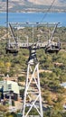 Aerial view of Harties Aerial Cableway station behind the cable car supports Royalty Free Stock Photo