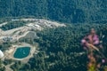 aerial view cable car to the Rosa Khutor resort in Sochi, Russia against of the Caucasus mountains Royalty Free Stock Photo