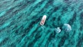 Aerial view of a cable ship sailing near Fiji Royalty Free Stock Photo