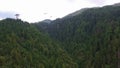 Aerial view of cableway in the mountain