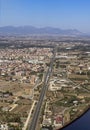 Aerial View of Cagliari and Sulcis Mountains in Sardinia Royalty Free Stock Photo