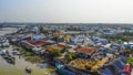 Aerial view of Cai Rang floating market, Can Tho, Vietnam. Cai Rang is famous market in mekong delta, Vietnam. Tourists, people Royalty Free Stock Photo