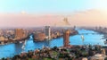 Aerial view on Cairo downtown, the Nile, skyscrapperts, bridges and sailboats, Egypt Royalty Free Stock Photo