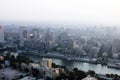 Aerial view of cairo with nile during sunset in egypt in africa Royalty Free Stock Photo