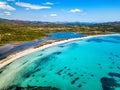 Aerial view of Cala Brandinchi also called Tahiti for its beautiful sea and sandy beach. North Sardinia, Capo Coda Cavallo Royalty Free Stock Photo