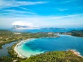 Aerial view of Cala Brandinchi also called Tahiti for its beautiful sea and sandy beach. North Sardinia, Capo Coda Cavallo Royalty Free Stock Photo