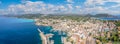 Aerial view Cala Ratjada harbor and village, Mallorca