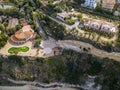 Aerial view of the Calabrian coast, villas and resorts on the cliff. Transparent sea and wild coast Royalty Free Stock Photo